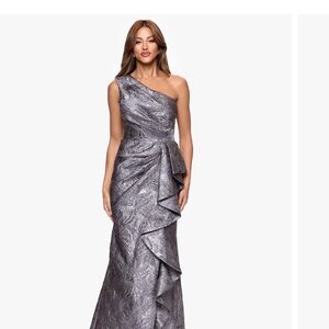 Xscape Metallic One-Shoulder Gown